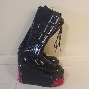Demonia Black Patent Platform Boots
